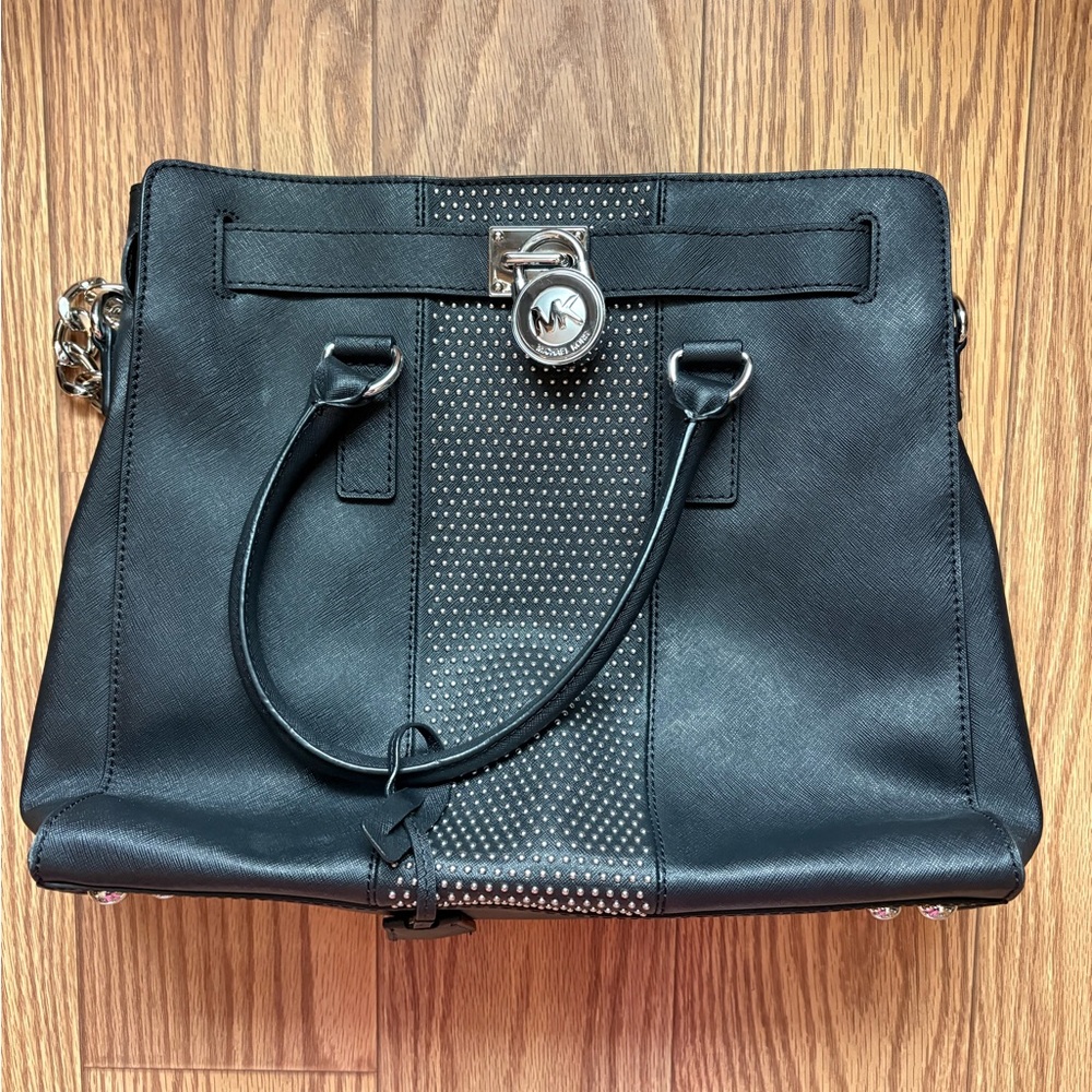 Michael Kors Black Studded Satchel